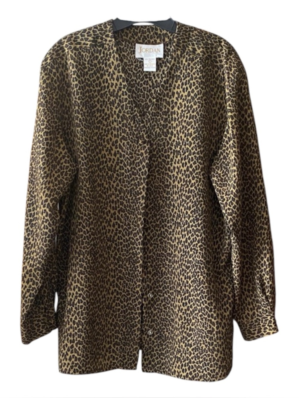 Jordan Women’s Size L Leopard Print V-Neck Boutique Style Long Sleeve Blouse